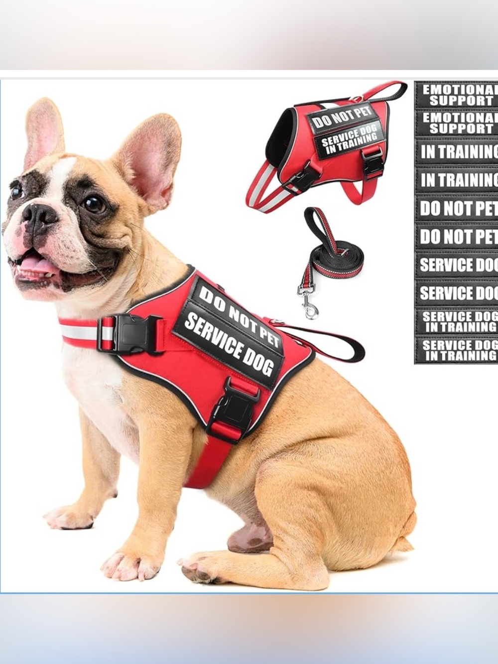 Service Dog Vest/Harness/Leash/10 Patches Adjustable Reflective wHandle NWT